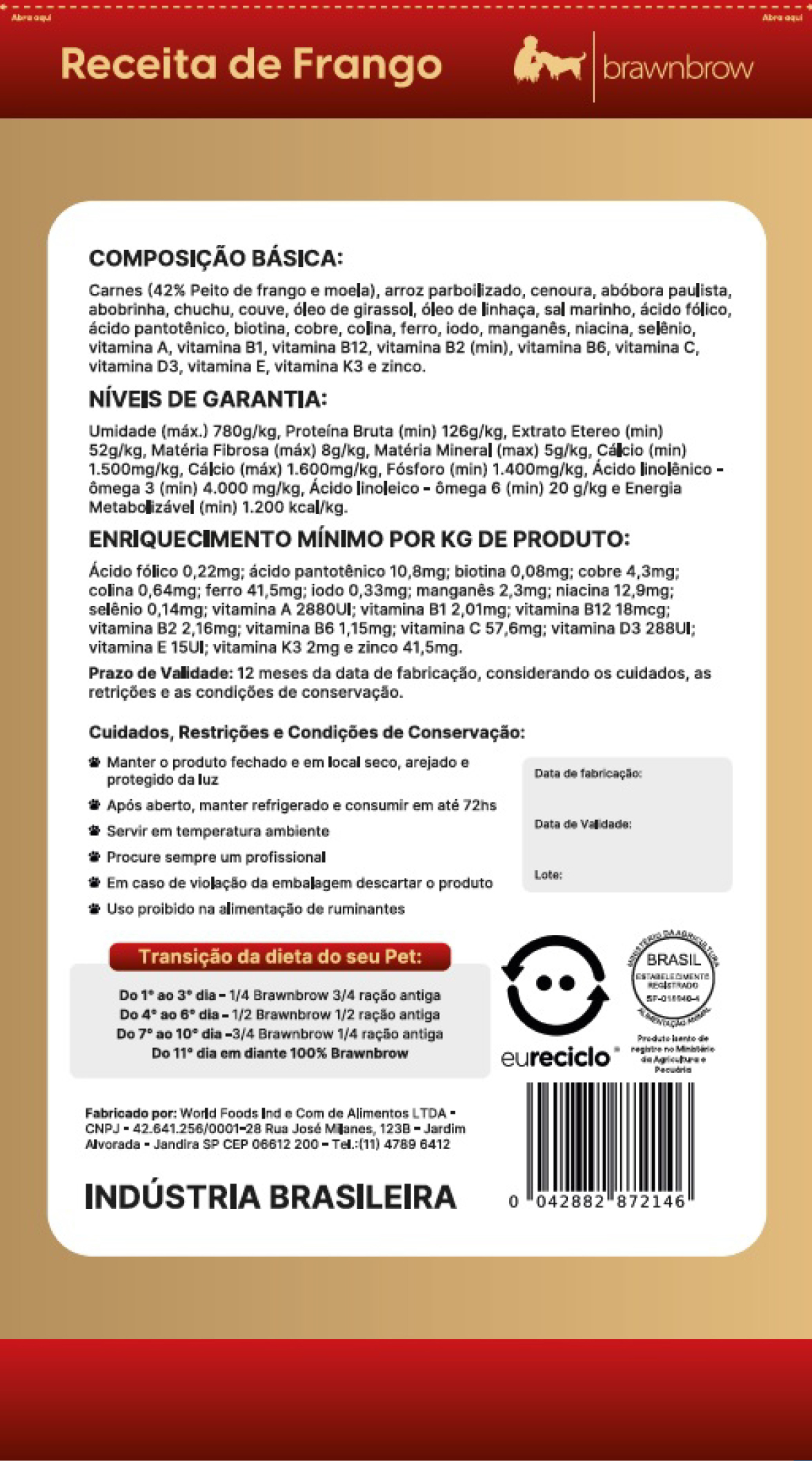 Comida Natural Para Cães Brawbrow Frango ...